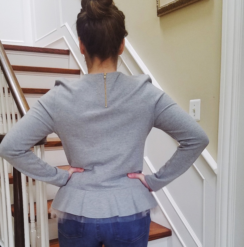 J Crew Tulle Hem Sweater